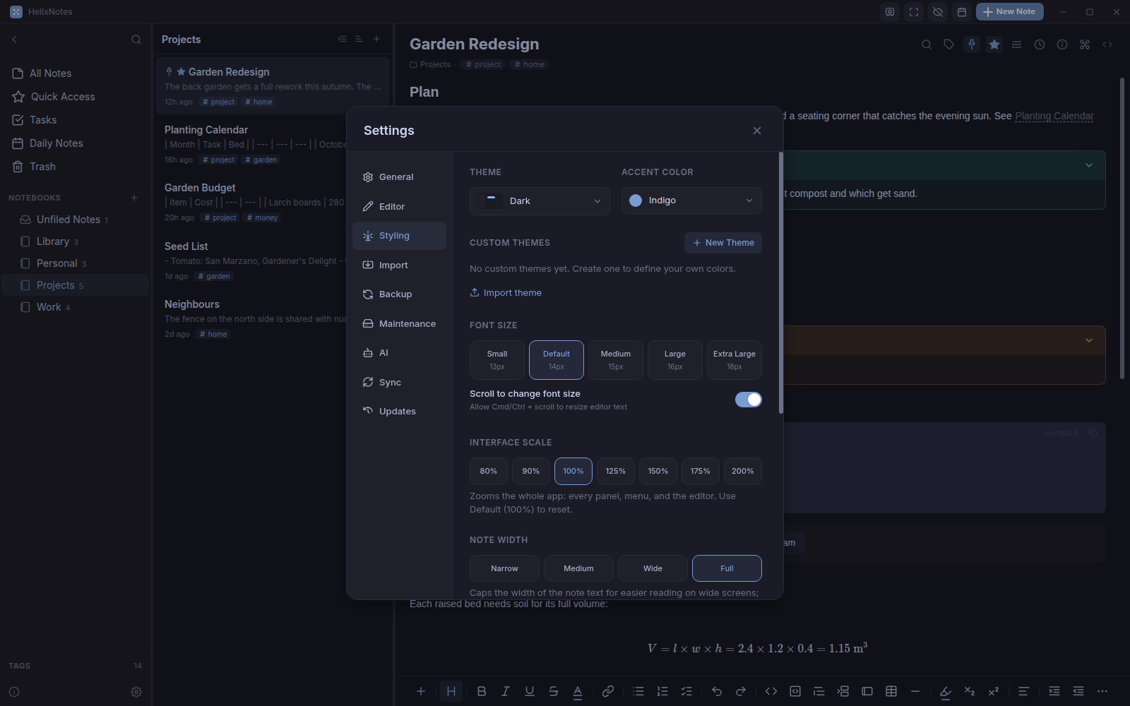 Styling settings with themes